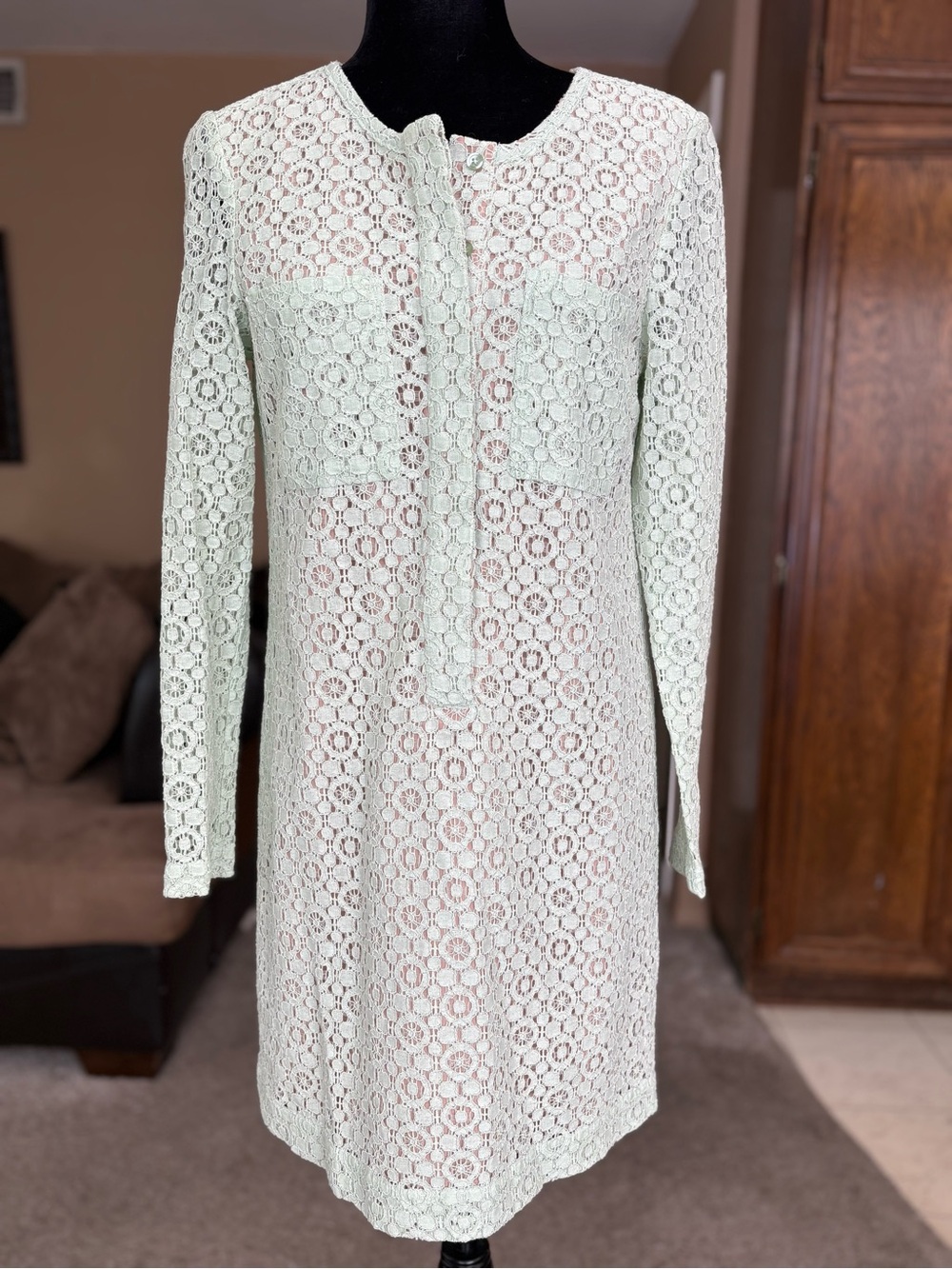 Victoria Beckham for Target Mint Lace Long Sleeve Shift Dress size medium